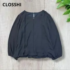 CLOSSHI 長袖ブラウス　トップス　ネイビー　LL