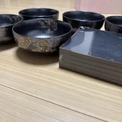 【新品未使用】和風 丼 5客セット 蝶と花柄のサムネイル