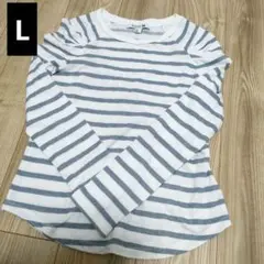 Forever 21 ホワイト/グレー ストライプ トップス　L