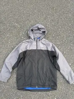 old nike 00s ナイロンジャケット フード付き グレー/ブラック　ロゴ