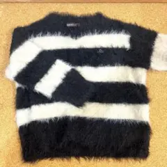 ENNI love/ストライプ/ファーニット/モヘア/もこもこ/八袖ぐらい