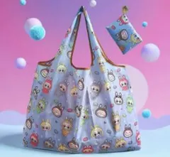 Labubu ラブブ　エコバッグ 大容量 LABUBU 折りたたみ　マカロン
