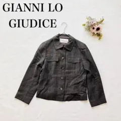 【ジャンニロジュディチェ】ステンカラージャケット（Ｓ）チェック イトキン ウール