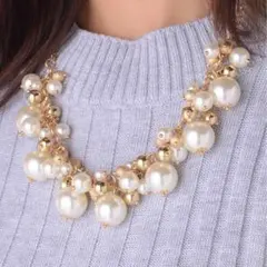 パール ゴールド ネックレス ミックス 華やか ワンピース フォーマル　式