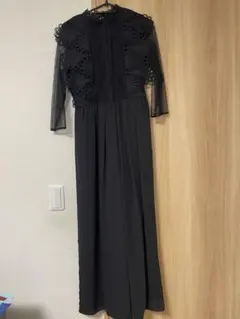 ブラックレース装飾ロングドレトロワズィエムチャコヤマダヤ