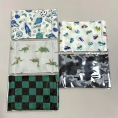 ガーゼ マスク 5枚セット 子供用 ハンドメイド 平面 ⑥