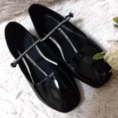 ZARA ザラ ラインストーン エナメル パンプス ブラック 38