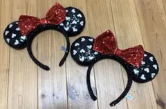ミニーマウス　スパンコールカチューシャ2個セット