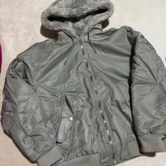 グレー MA-1 フライトジャケット ファー付き