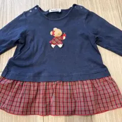familiar ネイビー フリル付きTシャツ 90cm