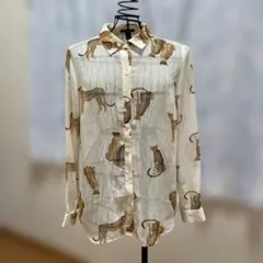 シアー ヒョウ柄 長袖シャツ