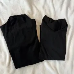 裏起毛インナー　2枚セット　黒　タートルネック　Vネック　ラウンドネック