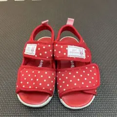 ミキハウスHOT BISCUITS赤 水玉模様 サンダル 15.0