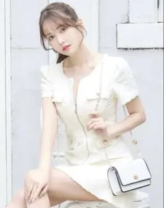 JUWELS ジュエルズ ツイードドレス ホワイト Sサイズ