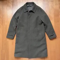 ユニクロ比翼ステンカラーコート Mサイズ ダークカーキ厚手 暖か ラグラン