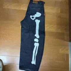 9090 スケルトン デニムパンツ ブラック - メルカリ