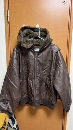 Chico【ファー取り外し可能】フェイクレザールーズジップブルゾン M