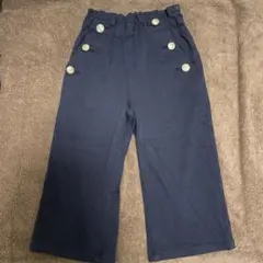 GU ネイビー ボタン付き ワイドパンツ