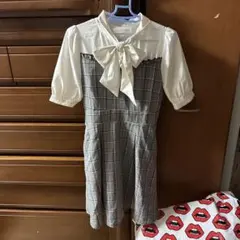 チェック柄半袖ミニワンピース