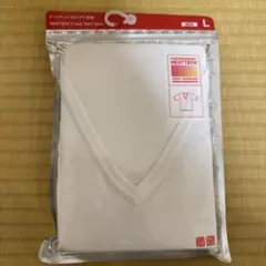 【ユニクロ】 HEATTECH Vネック半袖シャツ L ホワイト