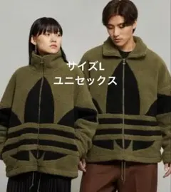 人気❤️adidasフリースボアジャケットオリーブグリーンLサイズ緑トレファイル