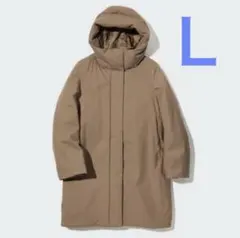 【UNIQLO】ハイブリッドダウンコート　ベージュ　Ｌサイズ