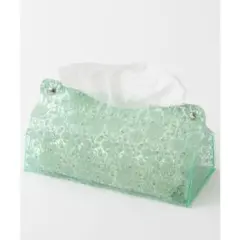 PVCティッシュケース　ウィリアムモリス　クリア　グリーン