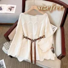 韓国 レディース ニット ローゲージ 長袖 シアー ワンピース 重ね着 1112