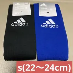 adidas サッカー用ソックス ブルー、ブラック 黒、青 S (22-24)