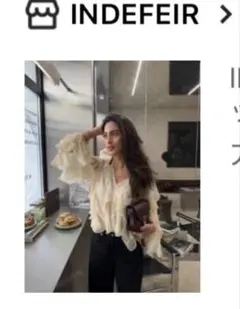 SHEIN購入 INDEFEIR フリル付きホワイトシャツ
