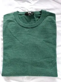 ユニクロ　エクストラファインメリノ　クルーネックセーター　グリーン　XL