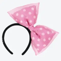 ディズニー　カチューシャ　リボン　水玉　ピンク