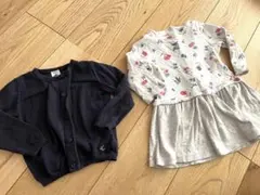 プチバトー 18m 80 90 ワンピース　ニットカーディガン