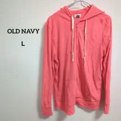 海外古着 オールドネイビー ピンク 薄手 ジップ パーカー L 春