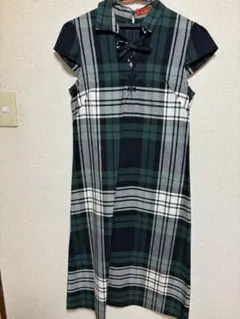 Yorkland チェック柄 半袖ロングワンピース