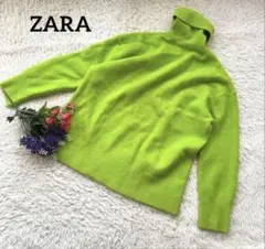 ZARA【ハイネック】【S】グリーン系セーター