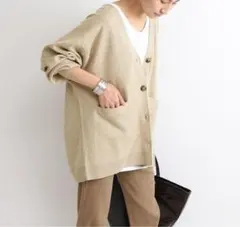 フレームワーク/コットンWフェイスカーディガン/5B/ハイゲージニット編み