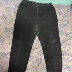 B ブラック ハイウエストデニムパンツ