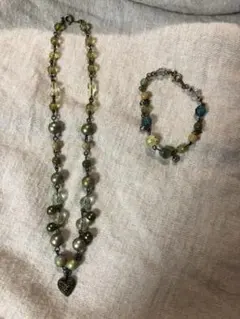 ネックレス　アンティーク風ビーズネックレス　ブレスレット　セット