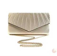 シルバー プリーツデザイン クラッチバッグ