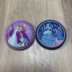 ディズニー刺繍缶バッチ　アナ雪　シンデレラ