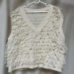 chocol raffine robe フリンジニットベスト