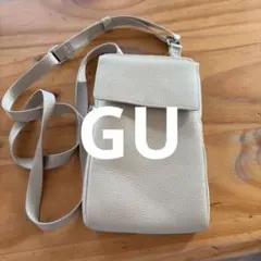 ベージュ レザー スマホショルダーバッグ