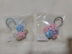ハンドメイド　花モチーフ ヘアゴム 2個セット