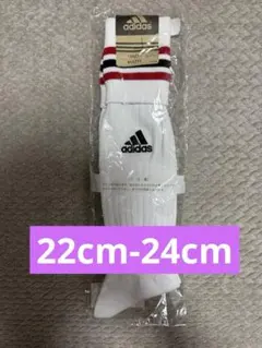 アディダス 靴下 ワンポイントロゴ入り 22-24cm 白×赤×黒 新品
