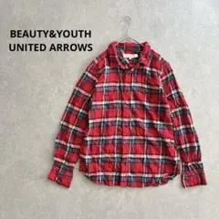 B&Y UNITED ARROWS 長袖ネルシャツ チェック S 薄手