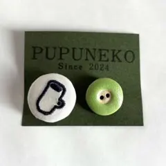 ヴィンテージ　レトロ　ハンドメイド　ブローチ　刺繍　ボタン　陶器製　蚤の市　80