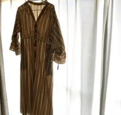 ADAMETROPE ストライプ 長袖シャツワンピ