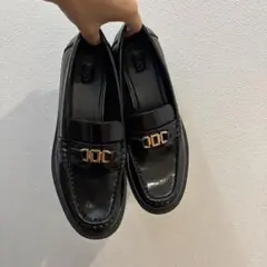 ZARA ブラックローファー ゴールドバックル