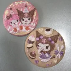 クロミ マイメロ 刺繍 缶バッジ 2個セット　Biscuit